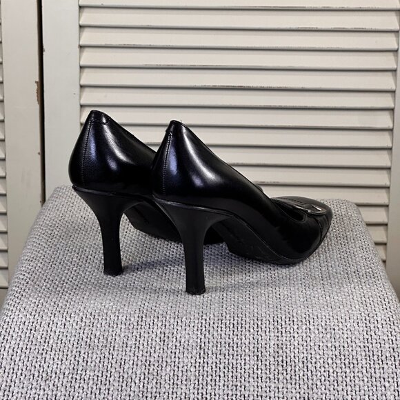 Bandolino "Flawless" Black Leather 3" Square Toe Heel w/ Buckle Accent Size 6.5 - Picture 6 of 8